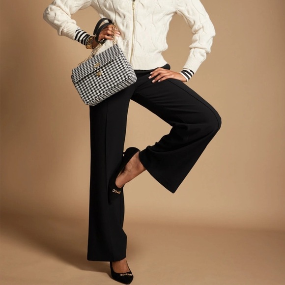 Talbots New Heritage Classic Black Straight Leg Wide Dress Pant Women’s 12 NWT - Picture 1 of 11